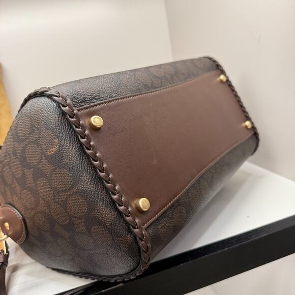 Coach CCE36 Rowan Large Satchel Bag In Signature With Fringe Walnut/maple - Picture 9 of 11